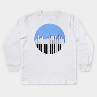 Nashville Skyline and Piano Music Vinyl Record Kids Long Sleeve T-Shirt